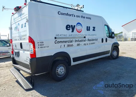 2024 Ram Promaster 2500 Tradesman High Roof 159 Wb W/Pass Seat from USA, damaged, VIN 3C6LRVDG8RE136749